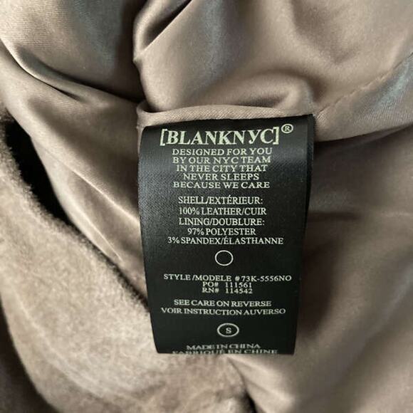 NEW BLANKNYC WOMENS TAUPE LEATHER LONG SLEEVE COLLARED HOODED MOTO JACKET SIZE S - Picture 7 of 9